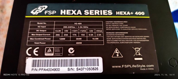 FSP Hexa+ 400w tpegysg 80+!