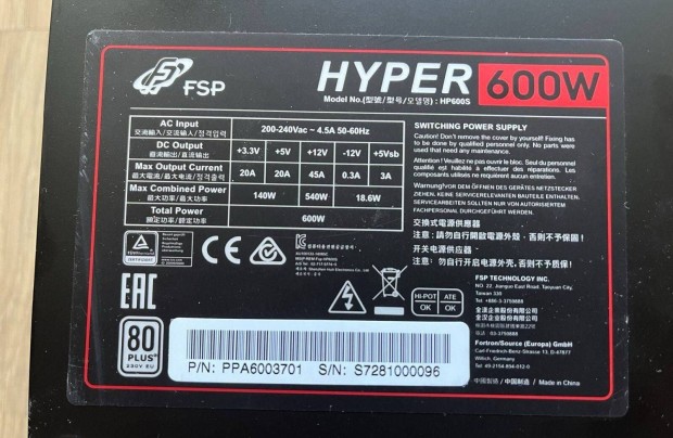 FSP Hyper S 600W (PPA6003701) tpegysg