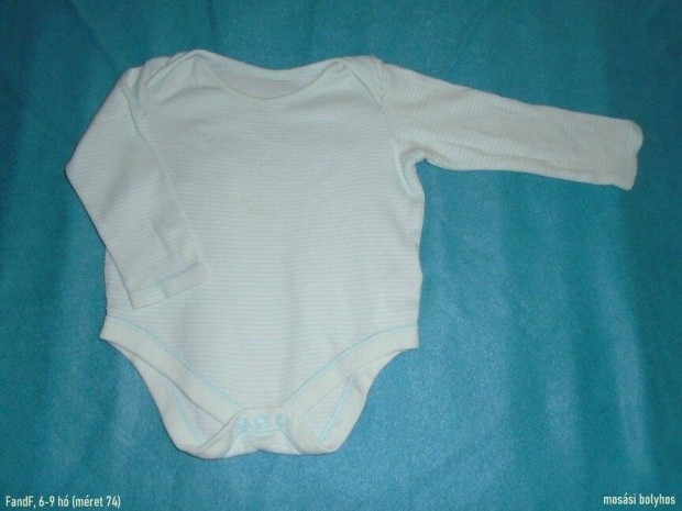 F&F csíkos hosszú ujjú body 6-9 hó (méret 74)