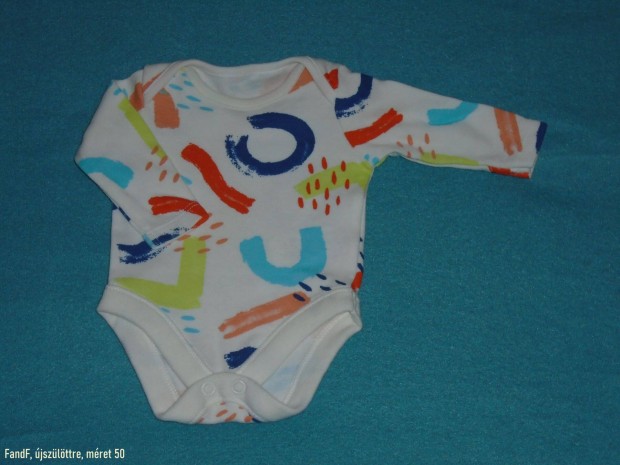 F&F mintás fehér hosszú ujjú body újszülöttre (méret 50)
