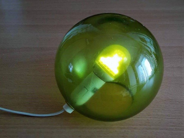 F & F zöld üveggömb asztali lámpa, hangulatlámpa