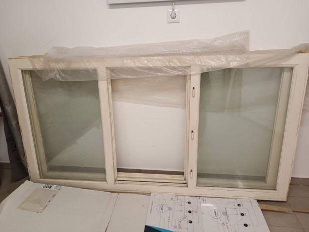 Fa ablak 203x110cm, 2szle fix, kzpen nyl rsz