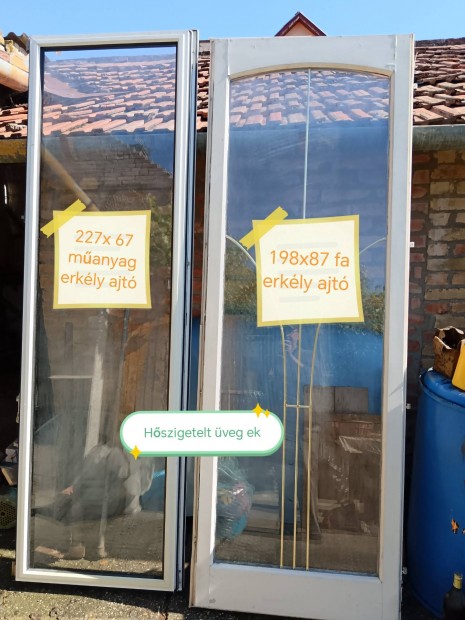 Fa és műanyag erkély ajtólapok 2 db 4000 Ft