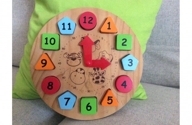 Fa játékóra formaberakó puzzle tik-tak fejlesztő tanító óra