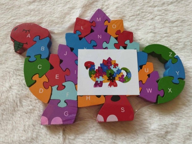 Fa oktató puzzle számos betűs színes kirakó fejlesztő játék Nagy dino