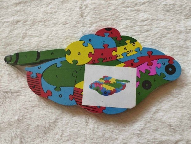 Fa oktat puzzle szmos s bets sznes kirak fejleszt jtk "Tank"