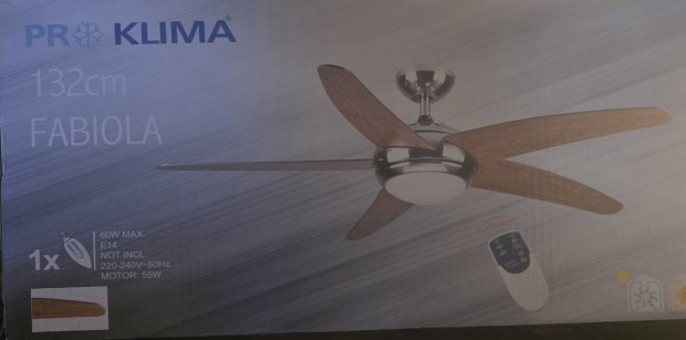 Fabiola ventilátor csillárral, 55 W, távirányító, 132 cm nikkel