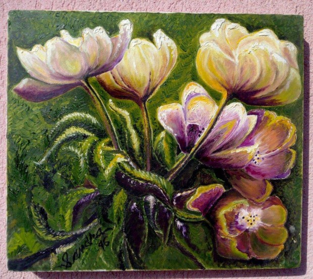 Fantasy flowers by Sandra, modern impresszionista stílusú feszített
