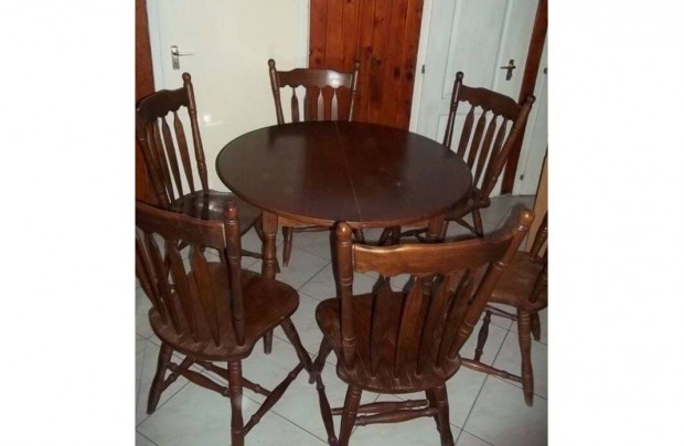 Faragott �tkez� asztal �tkez� garnit�ra 6 darab sz�kkel