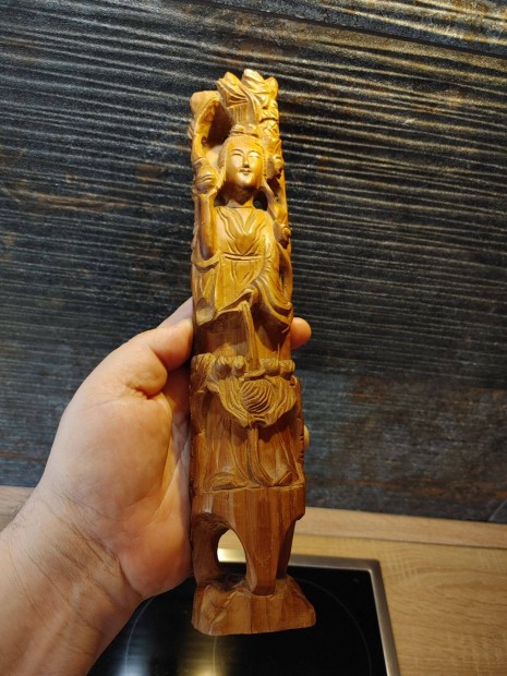 Faragott fa szobor /keleti, india, budha/ 31 cm