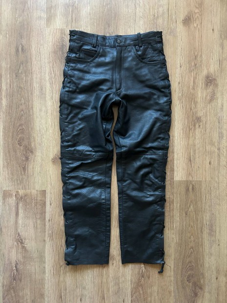 Farmerszabású fűzős bőrnadrág , motoros nadrág , Derékb. 84 cm