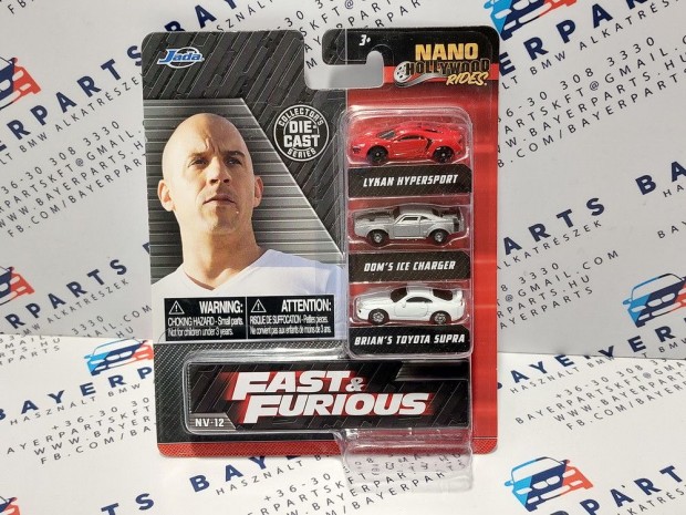 Fast & Furious 3 darabos szett - NV-12 Jada Toys kisaut