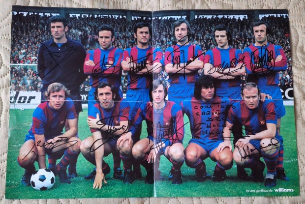 Fc Barcelona Johann Cruyff 1974 eredeti alrt dediklt poszter fot