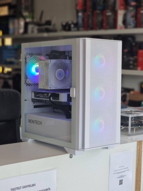 Fehér Montech Gamer PC, Intel 13. gen i5 / DDR5 / Nvme / Rtx4060