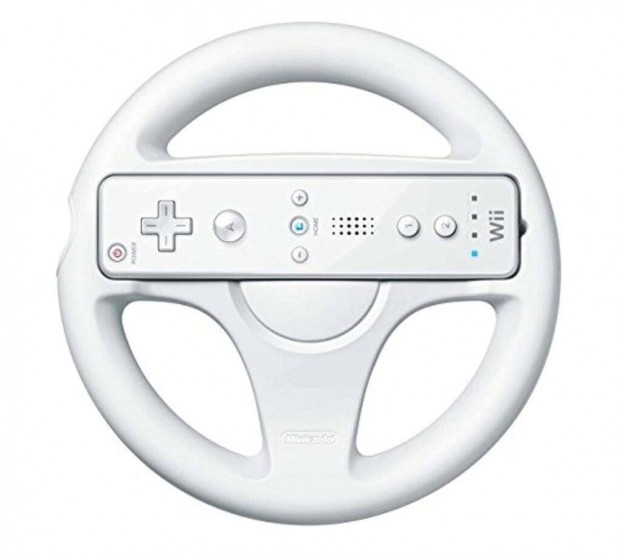 Fehér, Nintendo Wii-vel kompatibilis kormánykerék, kontroller nélkül,