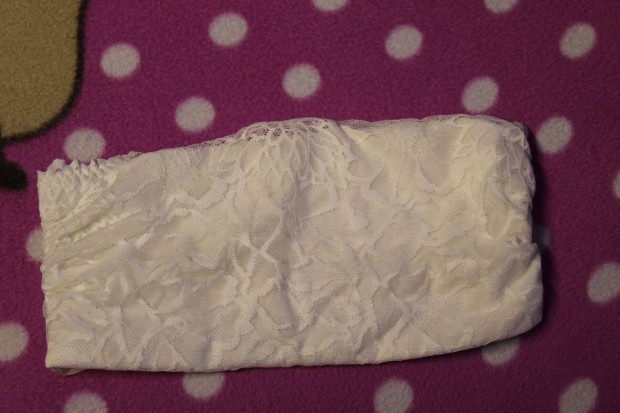 Feher csipke bandeau, csikmelltarto, S, Uj