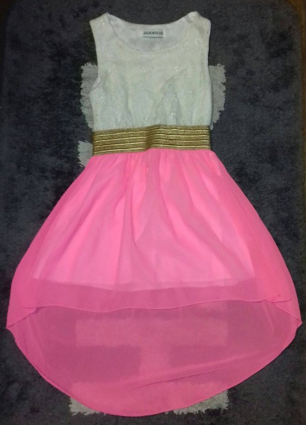 Fehr csipke felss, pink szn aszimmetrikus szoknys ruha, 104-110