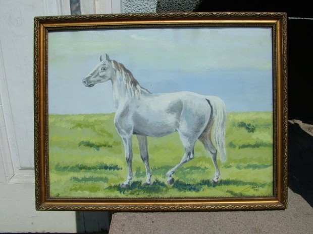 Fehér ló Festmény 44*34 cm 1955 dátumozás