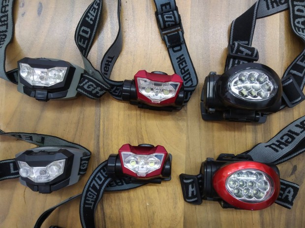 Fehr piros Fejlmpa 1db AA s 3db AAA elemmel headlamp LED lmpa