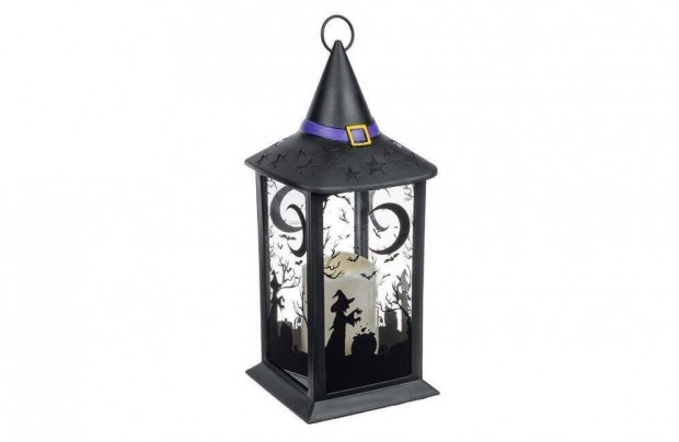 Fekete Halloween dekoratv lmps boszorknyok LED kalapban 14x14x35cm