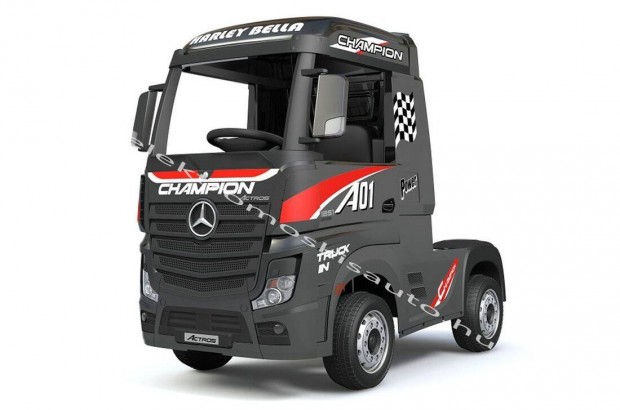 Fekete egyszemélyes Mercedes Actros kamion 12V elektromos kisautó