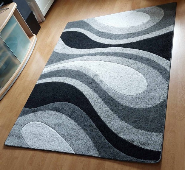 Fekete fehér csíkos szőnyeg 16x220cm