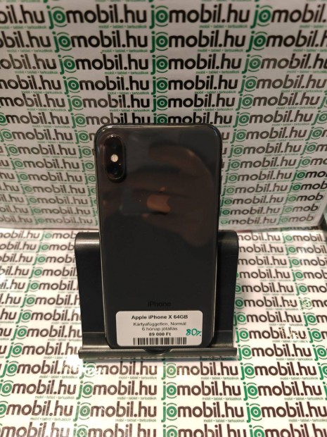 Fekete megkmlt Apple Iphone X 64GB fggetlen mobiltelefon