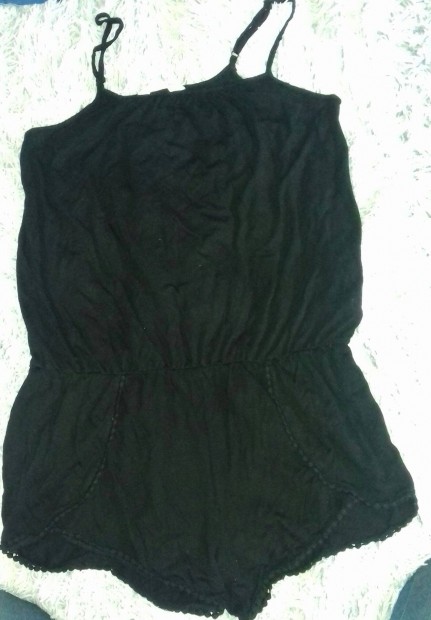 Fekete spagettipntos overll, playsuit, H&M 170-es