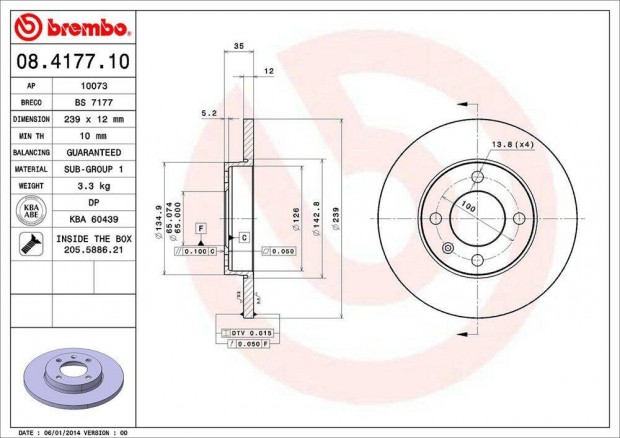 Fktrcsa Brembo 08.4177.10 - Audi / Volkswagen / VW / Seat