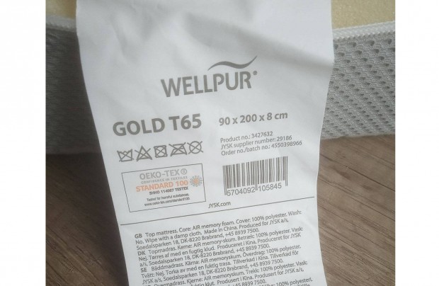 Fél ár. Wellpur Gold T65 90x200x8cm fekvőbetét, fedőmatrac