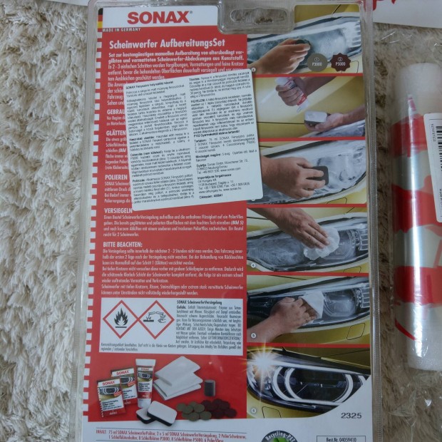 Féláron új Sonax autó fényszóró felújító készlet+ajándék