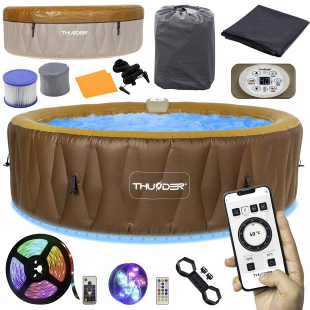 Felfjhat jacuzzi, mobiljacuzzi Whirpool Thunder Mocha (zon, ledfny