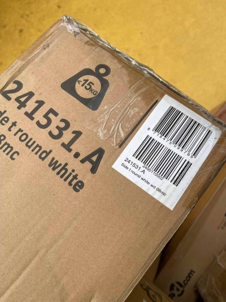 Félkör alakú, fiókos tálalóasztal barna asztallappal