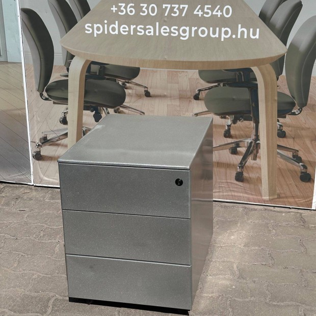 Fém irodai konténer, tároló, gurulós, 3 fiókos - használt irodabútor