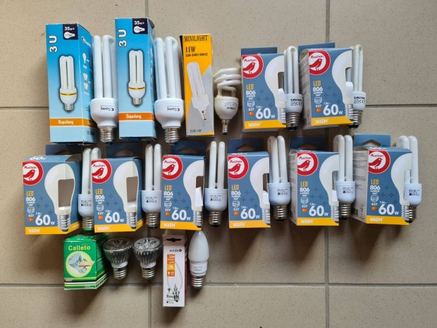 Fénycső és led izzó e27 és e14 foglalatba 14 db