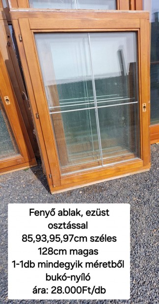 Feny ablak, ezst osztssal 85*128