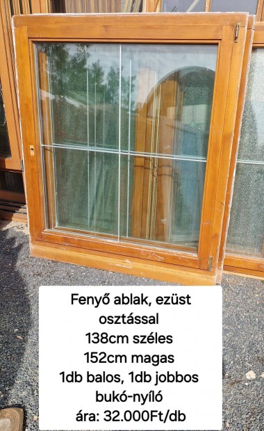 Feny ablak ezst osztssal 138*152