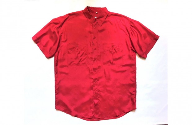 Frfi 100% silk vintage stlus piros ing rvid ujj L XL es