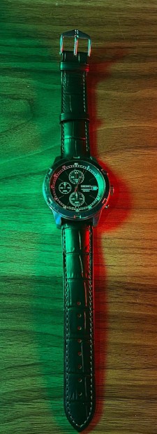 Frfi karra seiko 4t57-00b0 Quartz Chronograph 100M Ezst fekete