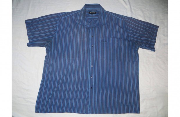 Férfi kék szürke csíkos rövid ujjú ing 3XL 49-s mb: 154 cm h:79 cm Ted