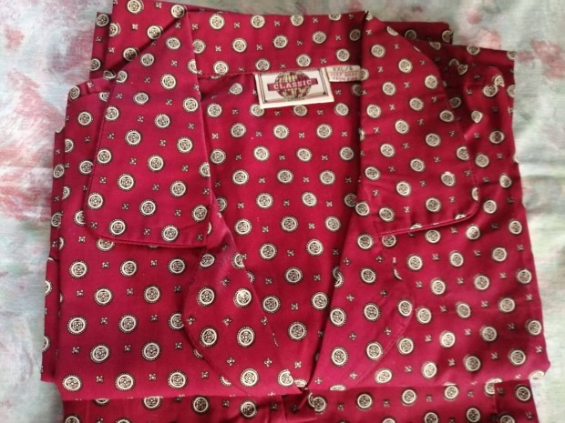 Frfi pizsama, klasszikus, pamut, piros, bord XXL