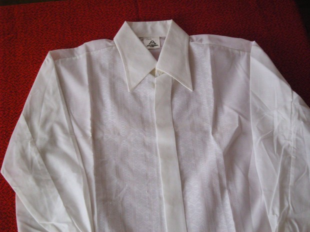 Férfi új fehér ing, hosszú ujjú "Szirén" retró ing. 44-es