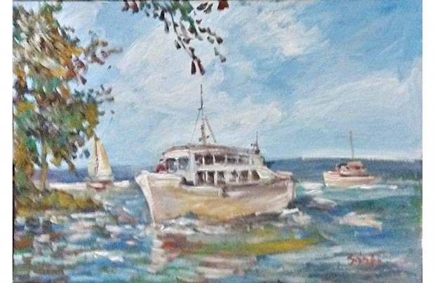 Festmny (02/20) = Bnfi : Balaton (olaj, karton, 50x35 cm)