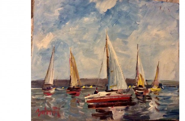Festmény - Balatoni vitorlasok
