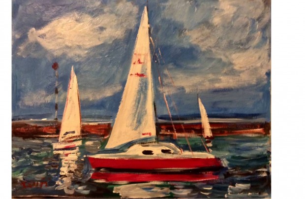 Festmény - Balatoni vitorlasok