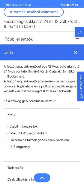 Feszltsg cskkent 24V-12V-ra Man 