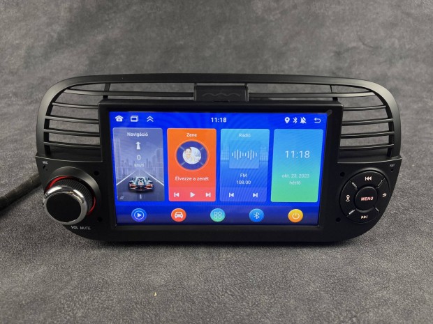 Fiat 500 Matt Fekete szn Android Navigci Multimdia Rdi Carplay