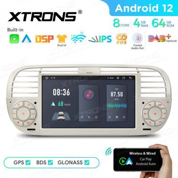 Fiat 500 (2007-2015) Bzs 7" 4GB Android multimdia GPS WIFI BT