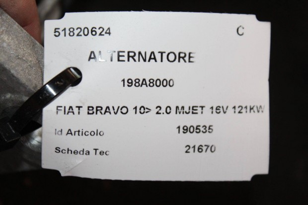 Fiat Bravo 2010- 2.0 Mjet genertor 51820624 (201)