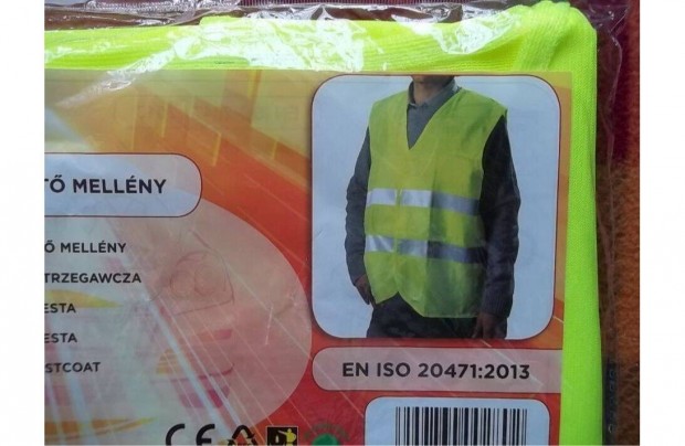 Figyelmeztető, láthatósági mellény Új!